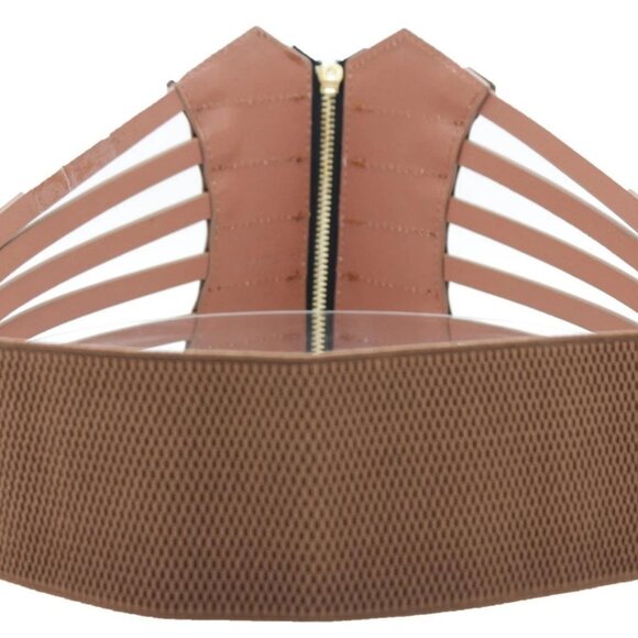 Women Wide Corset Belt Waist Hip Brown Elastic Faux Leather Plus Size L XL XXL - Picture 5 of 16